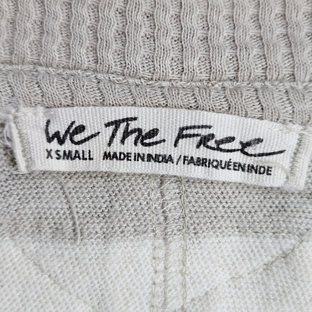 We The Free Sail Away Striped Long Waffle Knit Sleeve Top XS Beige White Neutral - Picture 12 of 16